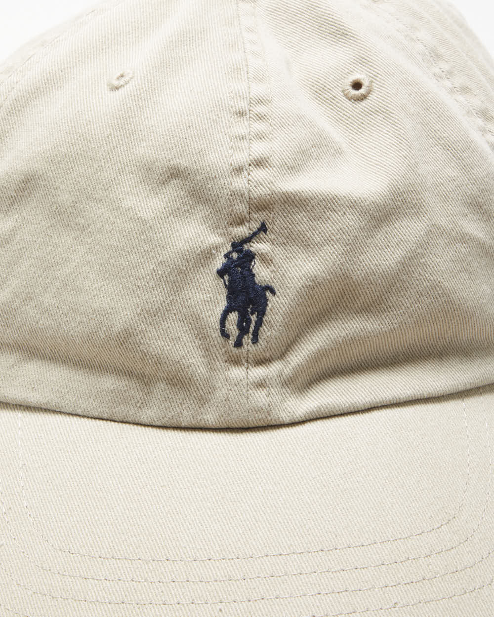 Vintage Y2K 00s Polo Ralph Lauren Khaki Classic Chino Canvas Icon Leather Strap Baseball Cap - OS