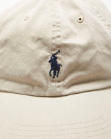 Vintage Y2K 00s Polo Ralph Lauren Khaki Classic Chino Canvas Icon Leather Strap Baseball Cap - OS