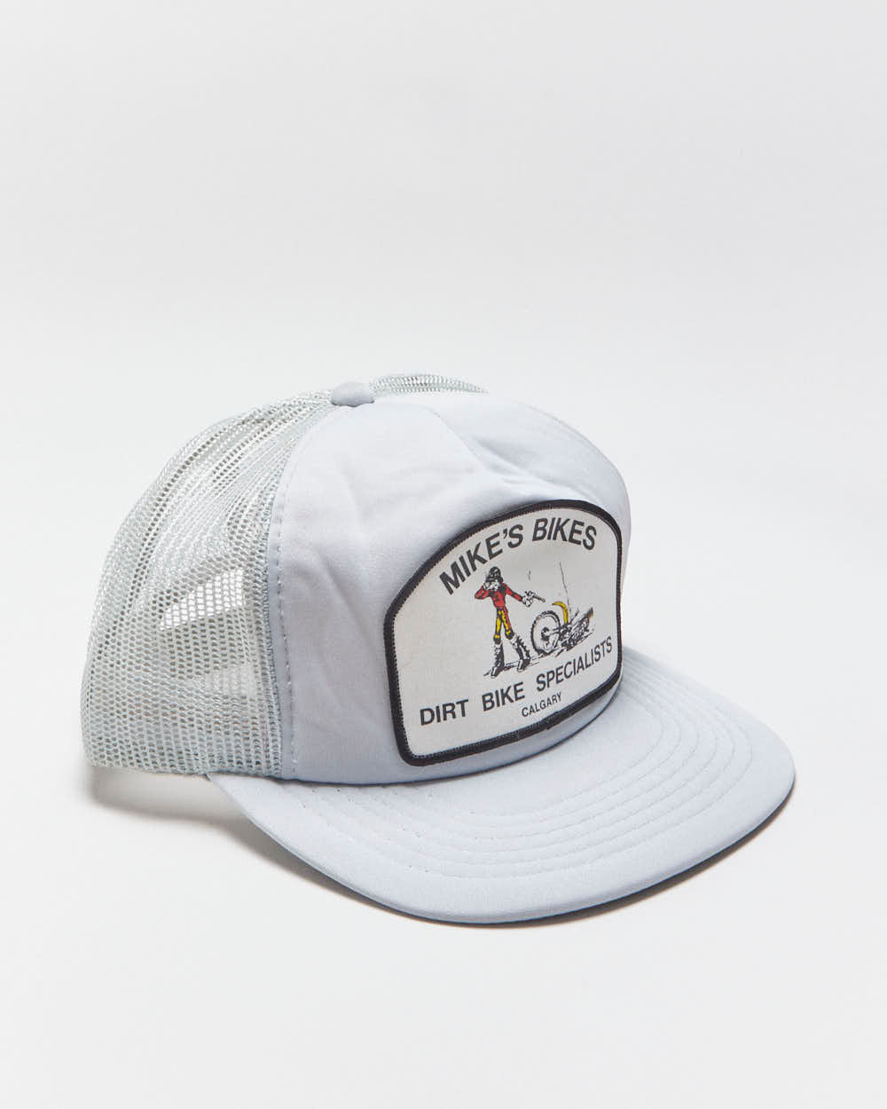 Vintage 1980s Mike's Bike's Calgary Patch Flat Brim Trucker Hat - OS