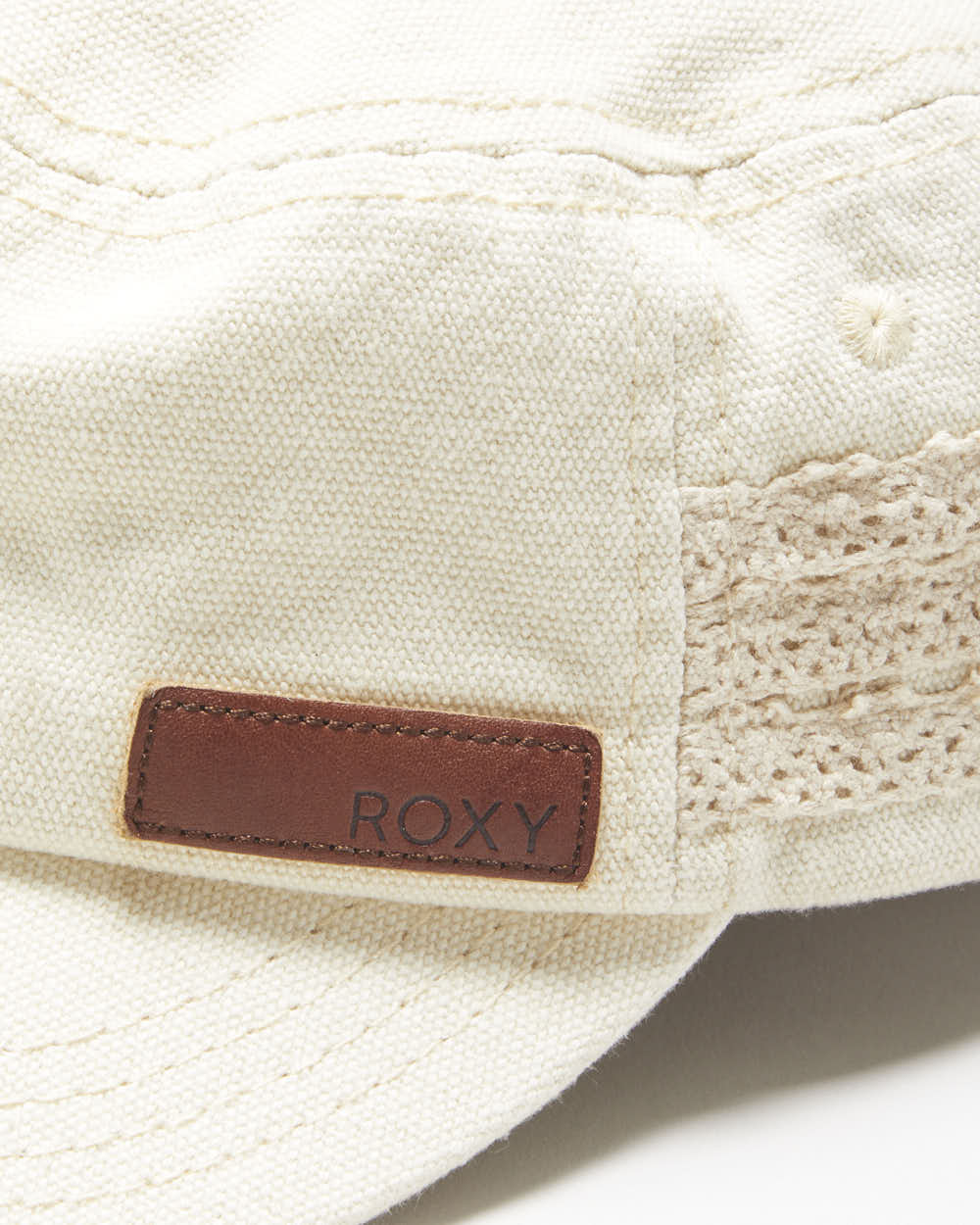 Vintage Y2K 00s Roxy Cream Lace Canvas Army Cap - OS