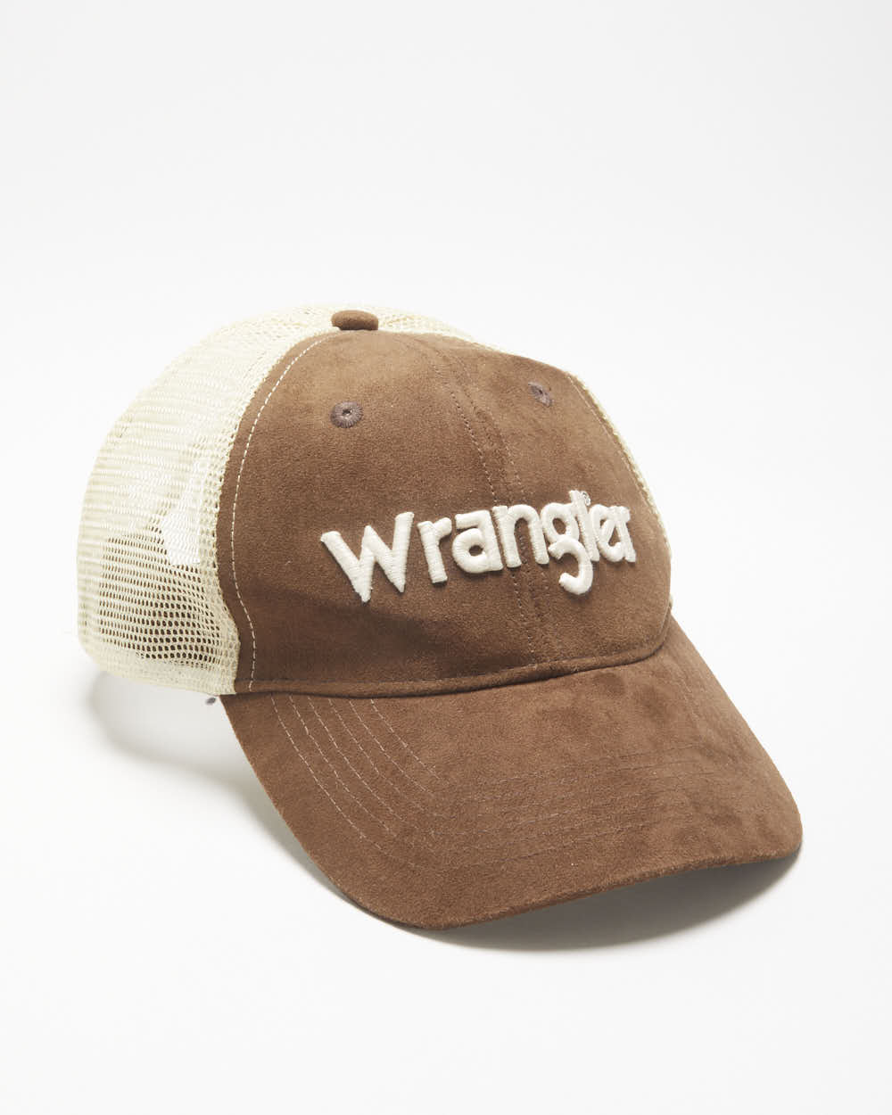 DS Vintage Y2K 00s Wrangler Suede Embroidered Velcro Trucker Hat - OS