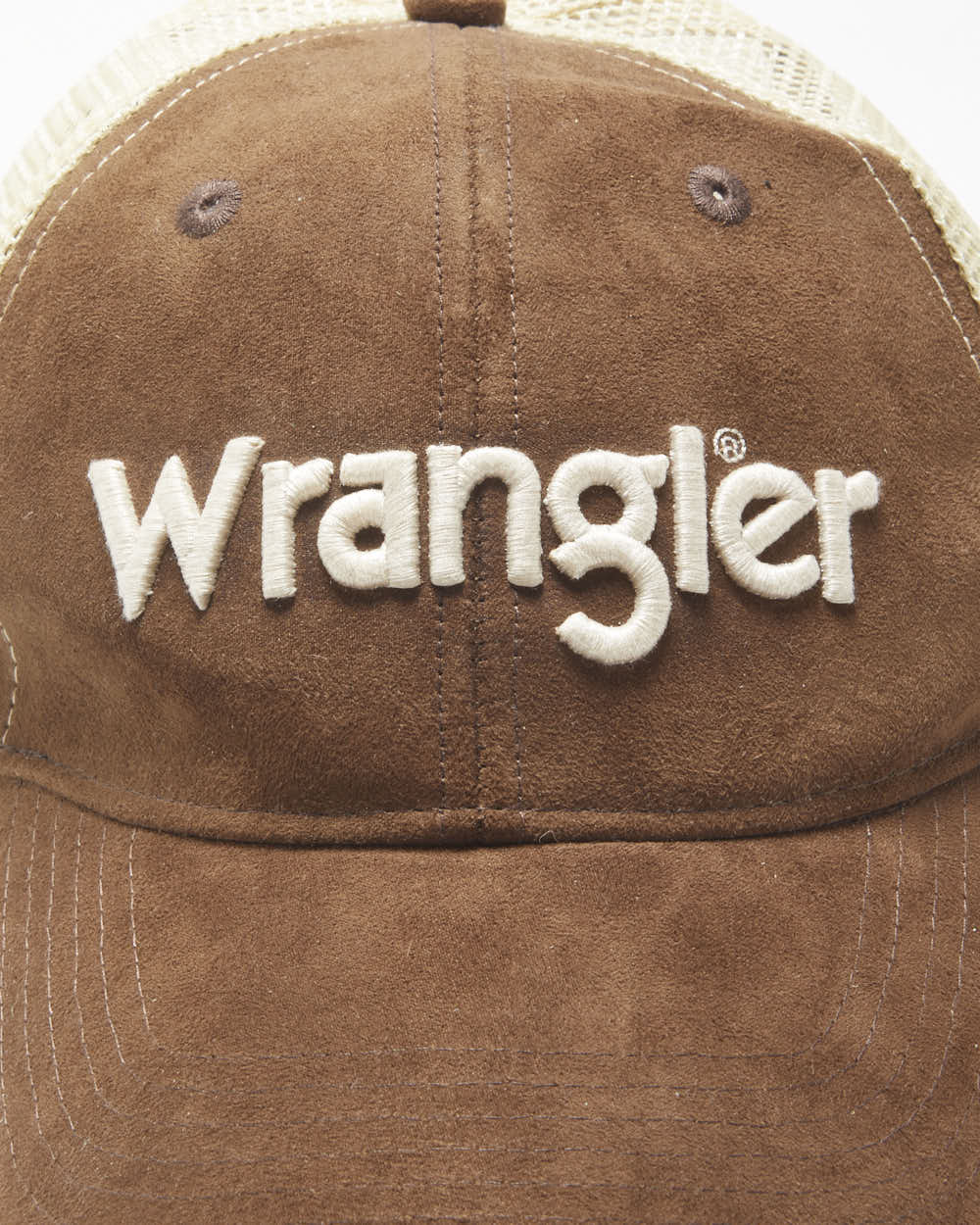 DS Vintage Y2K 00s Wrangler Suede Embroidered Velcro Trucker Hat - OS
