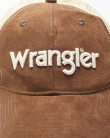 DS Vintage Y2K 00s Wrangler Suede Embroidered Velcro Trucker Hat - OS