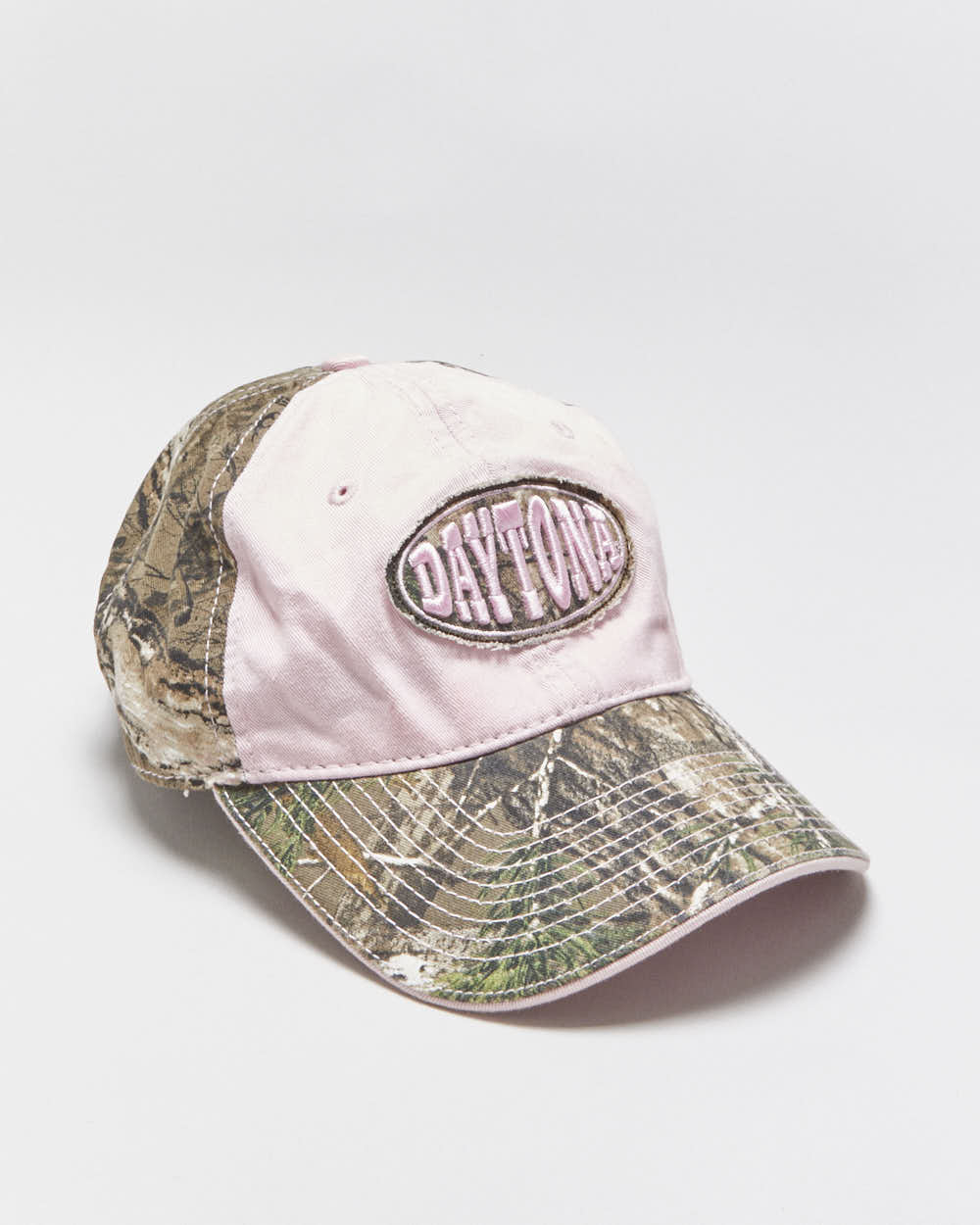 Vintage Y2K 00s Daytona Speedway Baby Pink Realtree Camo Canvas Baseball Cap - OS