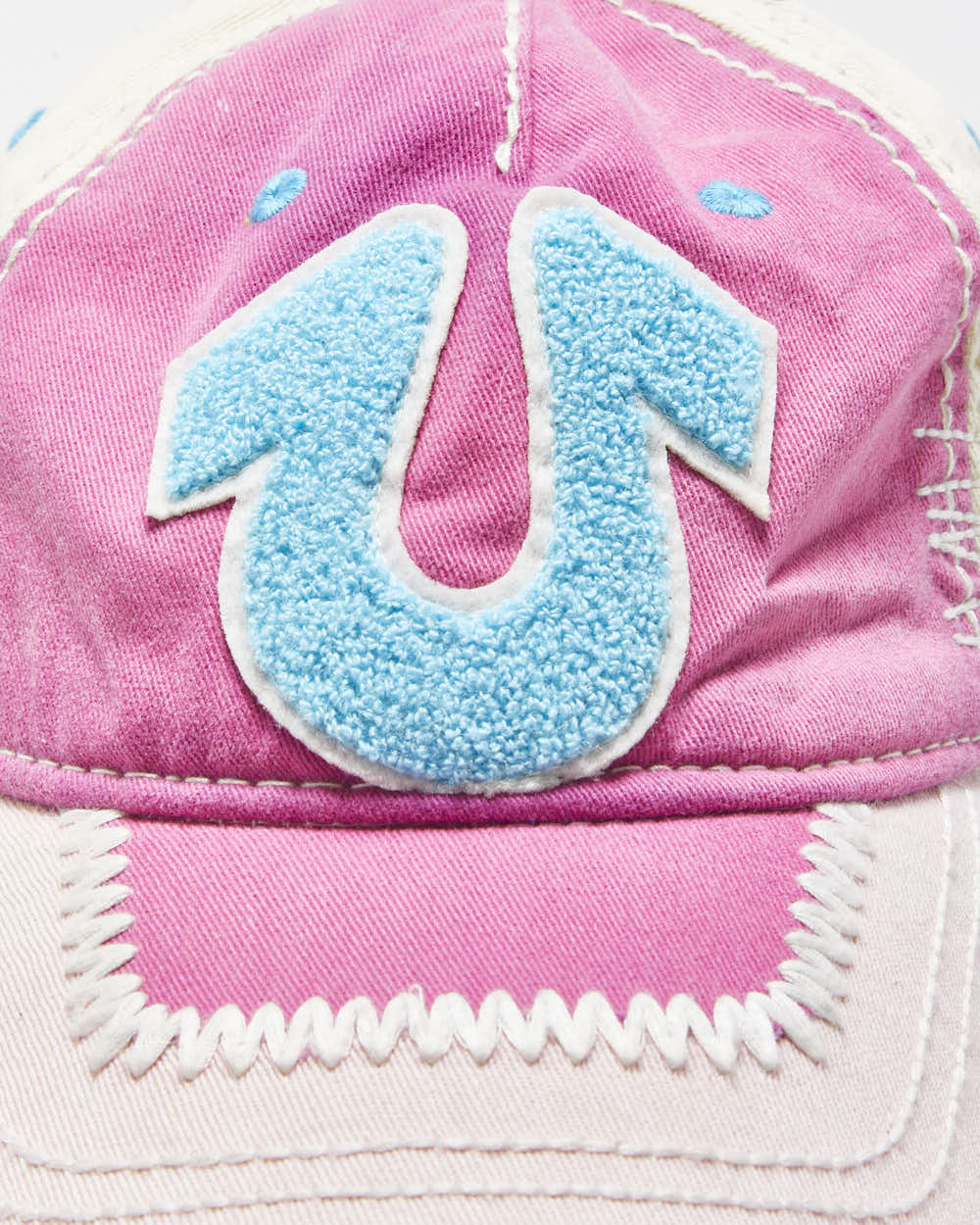 Vintage Y2K 00s True Religion Distressed Contrast Stitch Patch Canvas Baseball Cap - OS