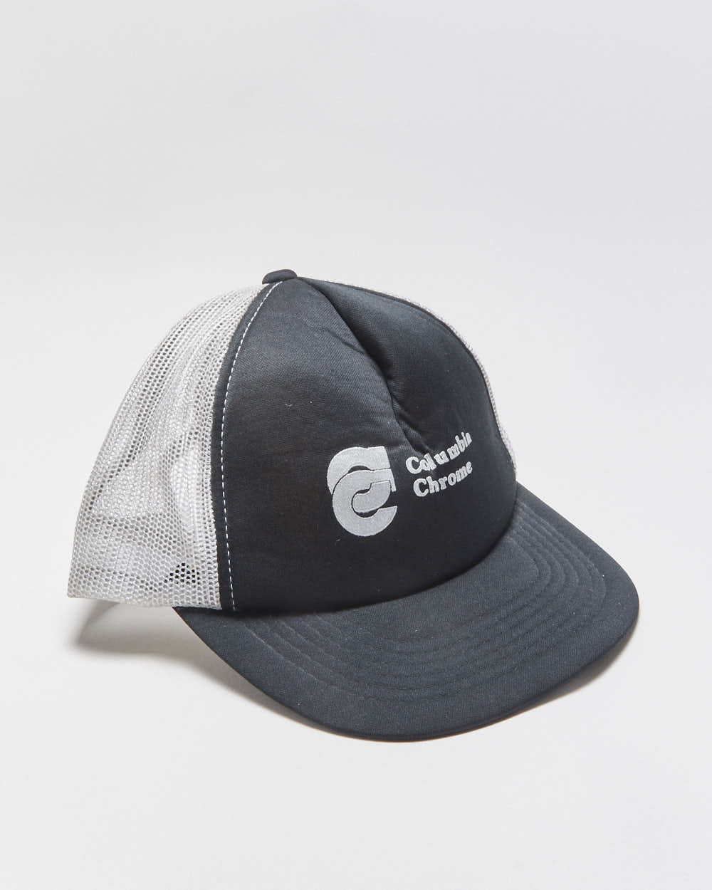 Vintage 1980s Columbia Chrome Flat Brim Trucker Hat - OS