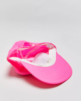 Vintage 1980s Molson Indy Vancouver Hot Pink Embroidered Rope Peak Flat Brim Trucker Hat - OS