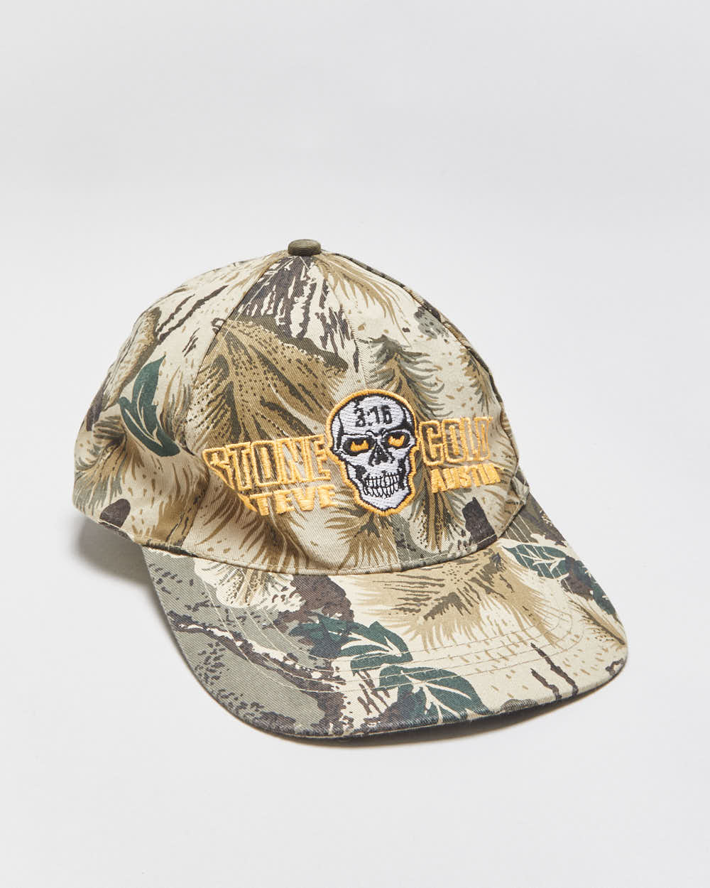 Vintage 1998 WWF Attitude Jungle Forest Camo Stone Cold Steve Austin Canvas Velcro Baseball Cap - OS