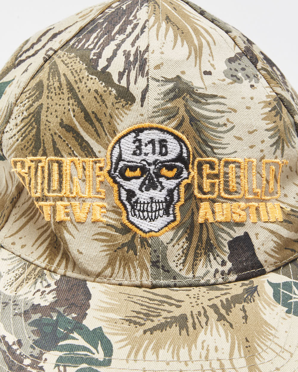 Vintage 1998 WWF Attitude Jungle Forest Camo Stone Cold Steve Austin Canvas Velcro Baseball Cap - OS
