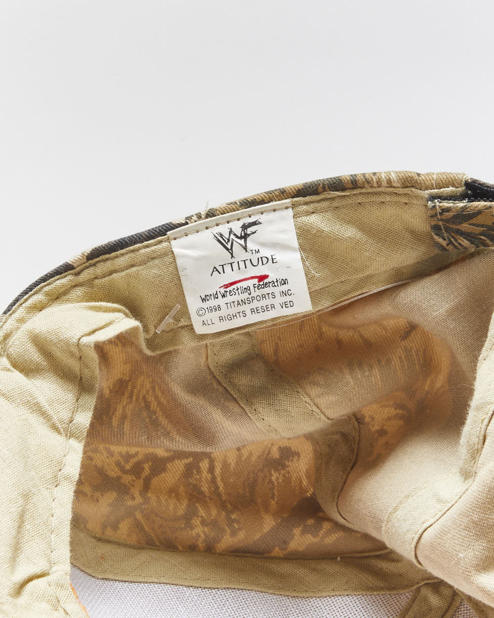 Vintage 1998 WWF Attitude Jungle Forest Camo Stone Cold Steve Austin Canvas Velcro Baseball Cap - OS