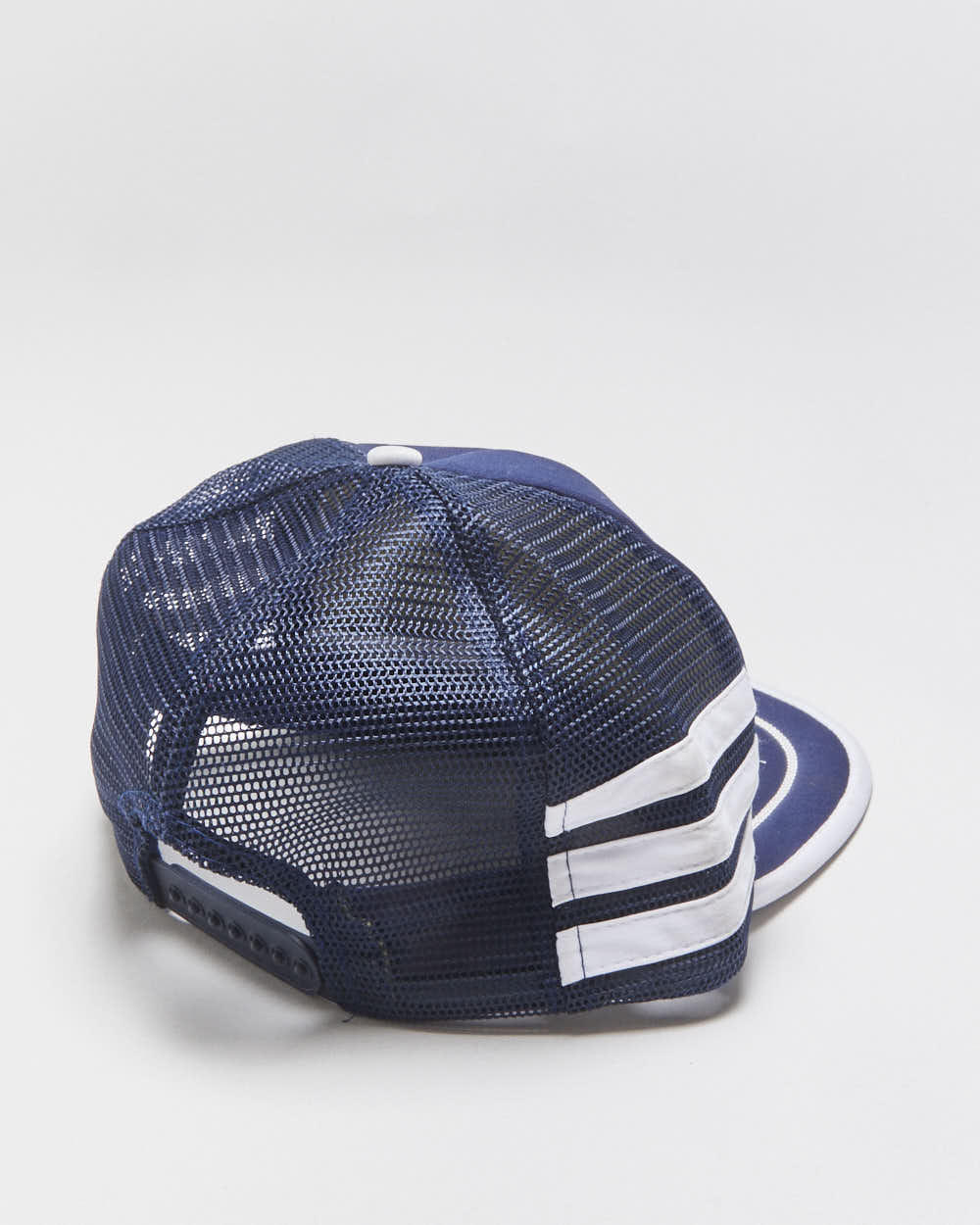 Vintage 1980s Tire Town Striped Flat Rope Brim Trucker Hat - OS