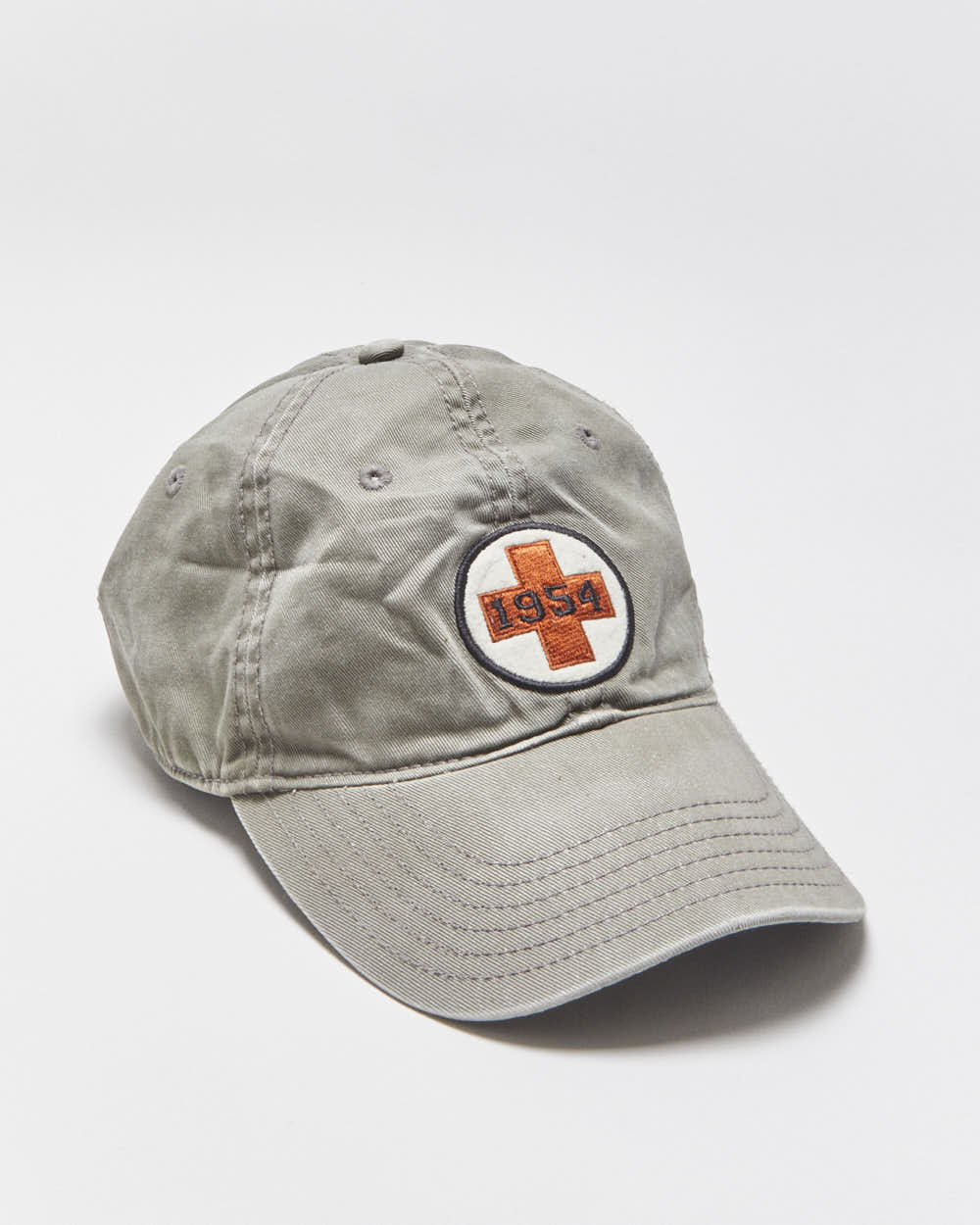 Vintage Fossil Khaki Cross Embroidered Canvas Baseball Cap - OS