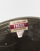 Vintage Fossil Khaki Cross Embroidered Canvas Baseball Cap - OS