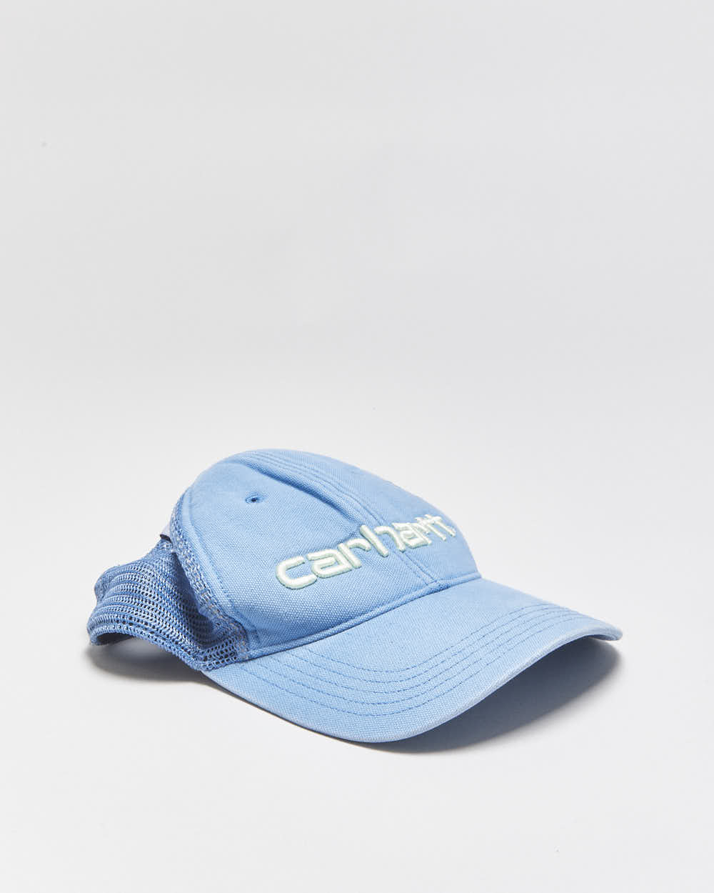 Vintage Carhartt Sky Blue Canvas Embroidered Mesh Back Trucker Hat - OS