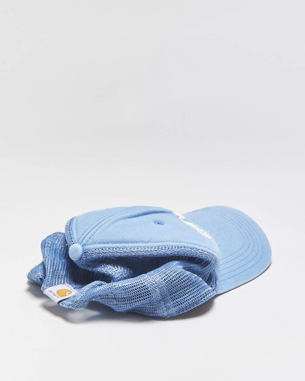 Vintage Carhartt Sky Blue Canvas Embroidered Mesh Back Trucker Hat - OS