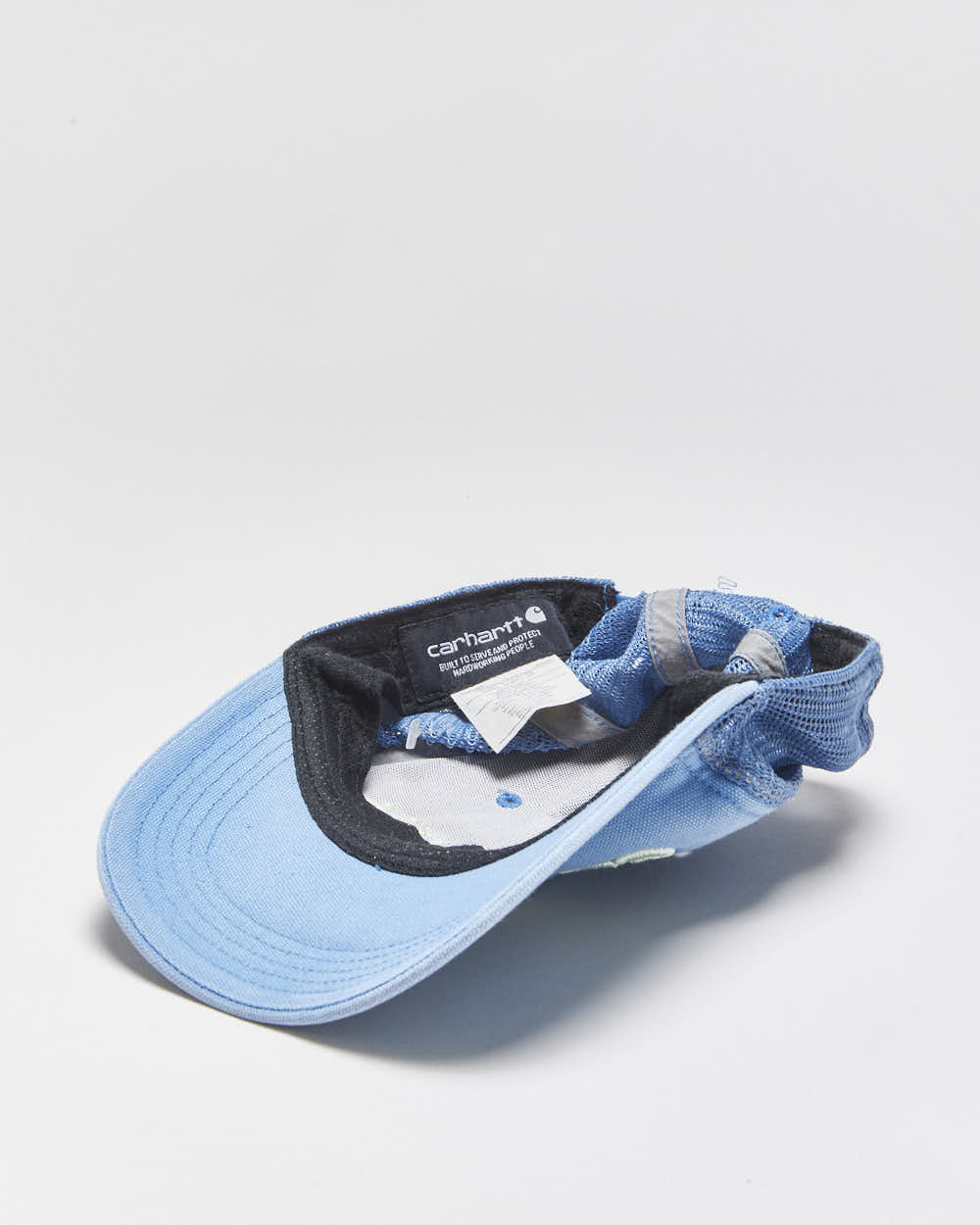 Vintage Carhartt Sky Blue Canvas Embroidered Mesh Back Trucker Hat - OS