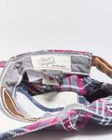 Vintage Y2K 00s True Religion Plaid Distressed Contrast Stitch Diamante Wool Blend Leather Strap Baseball Cap - OS