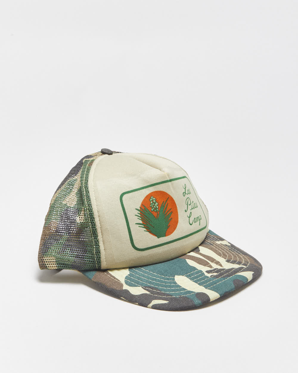 Vintage 1990s Woodland Camo Flat Brim Trucker Hat - OS