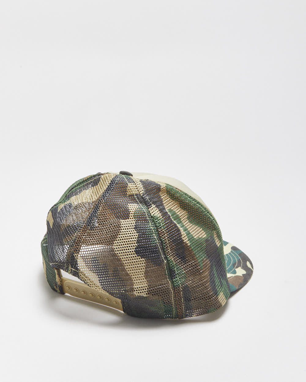Vintage 1990s Woodland Camo Flat Brim Trucker Hat - OS