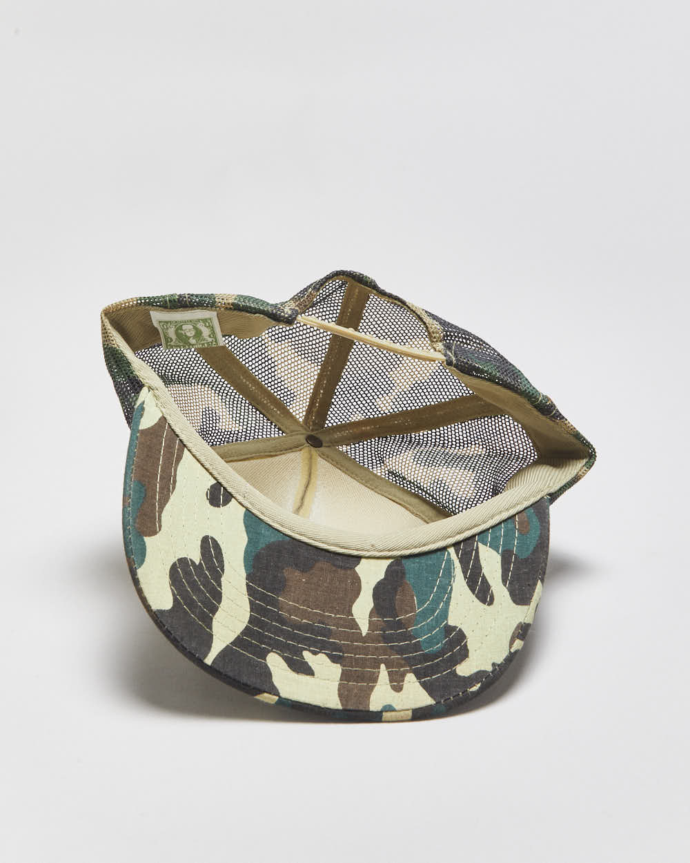 Vintage 1990s Woodland Camo Flat Brim Trucker Hat - OS