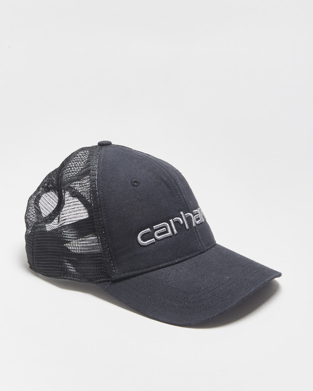 Vintage Carhartt Canvas Mesh Back Logo Curve Brim Trucker Hat - OS