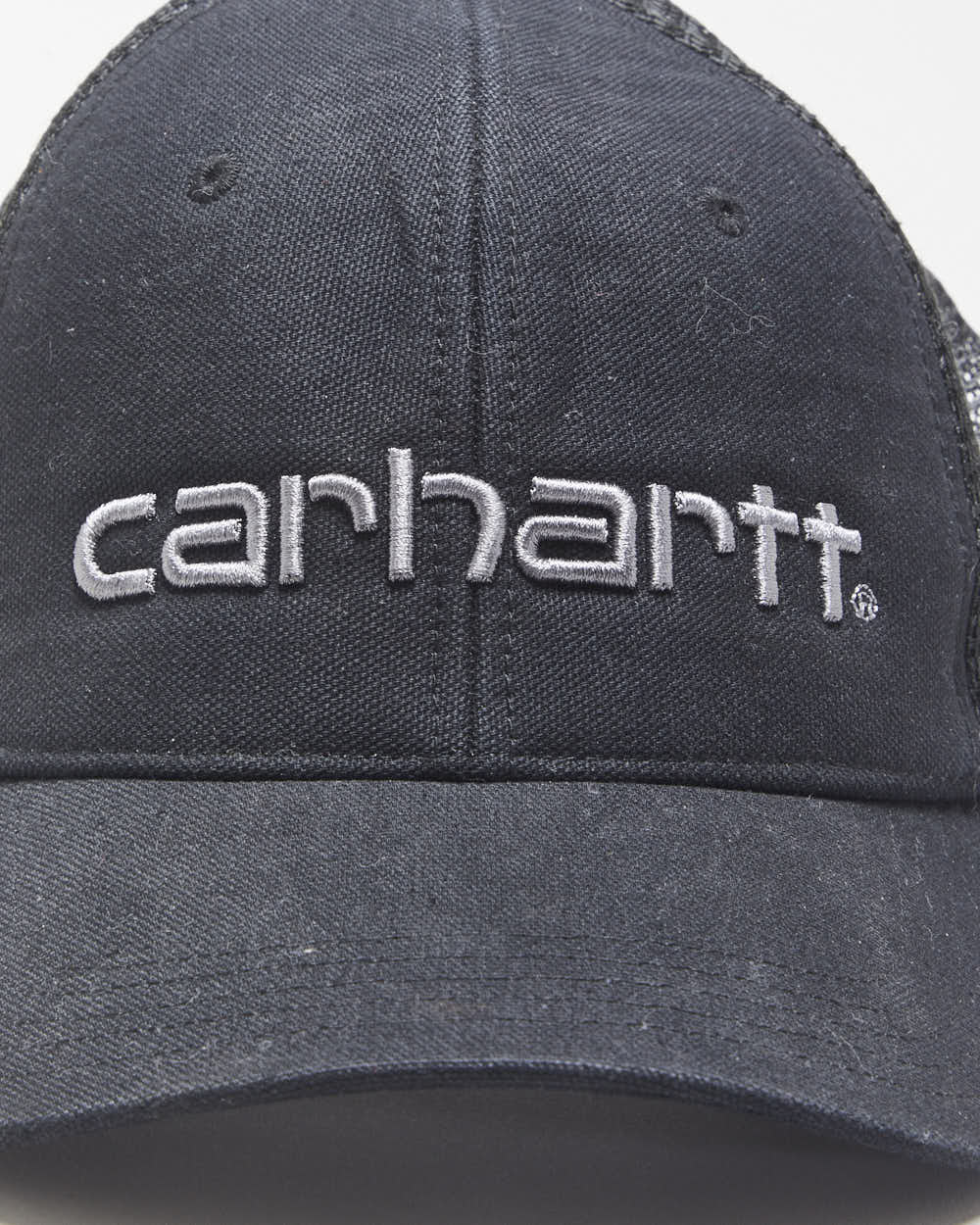Vintage Carhartt Canvas Mesh Back Logo Curve Brim Trucker Hat - OS