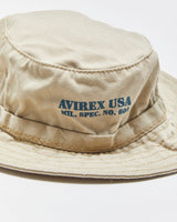 DS Vintage 1990s Avirex Varsity Khaki Made In USA Canvas Bucket Hat - M/L