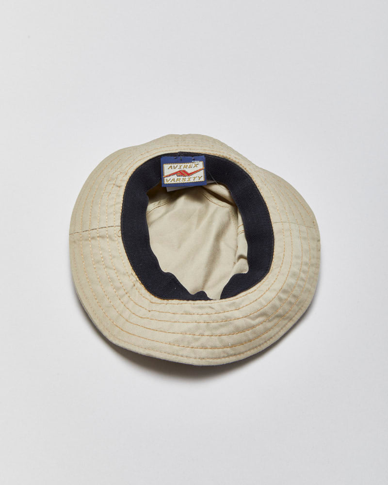 DS Vintage 1990s Avirex Varsity Khaki Made In USA Canvas Bucket Hat - M/L