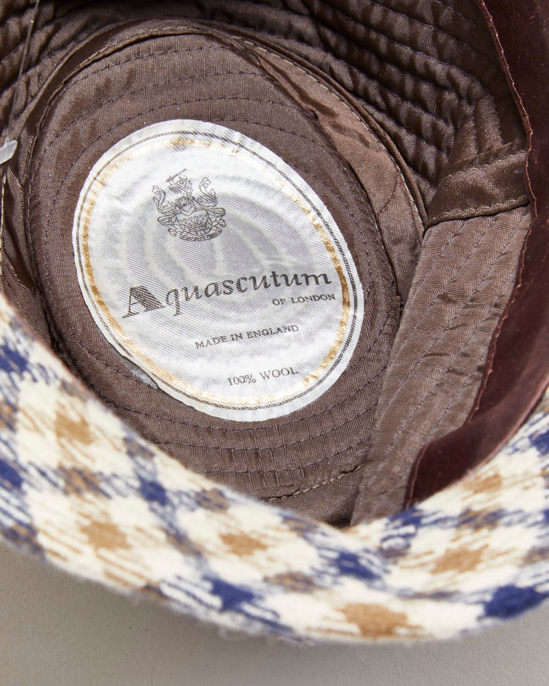 Vintage 1970s Aquascutum Wool House Check Trilby Hat - S/M