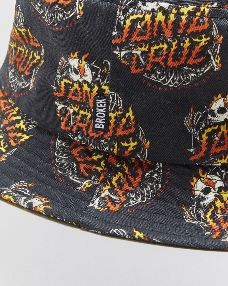 Broken Promises x Santa Cruz Canvas Flaming Boneyard Bucket Hat - M/L