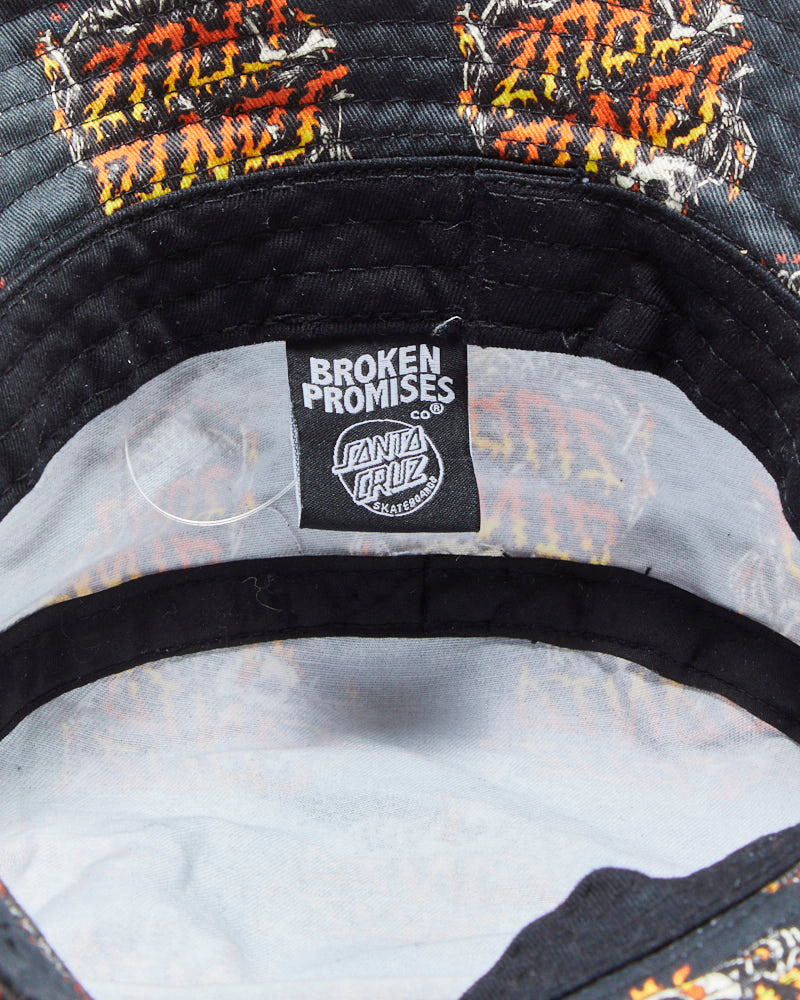 Broken Promises x Santa Cruz Canvas Flaming Boneyard Bucket Hat - M/L
