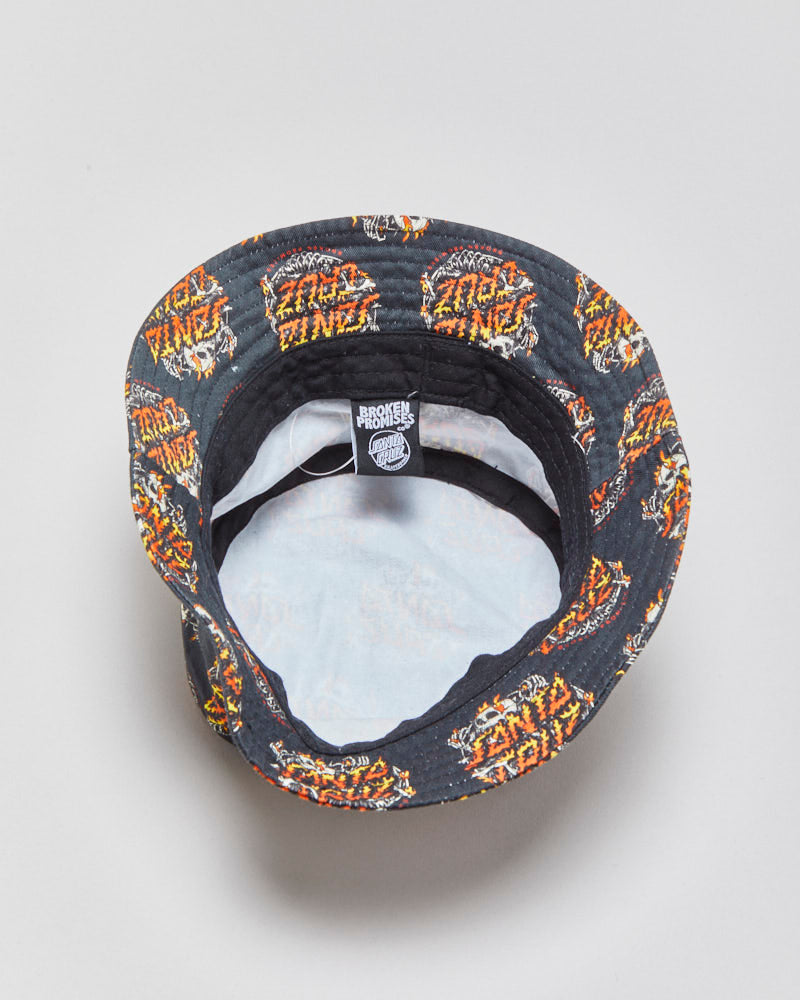 Broken Promises x Santa Cruz Canvas Flaming Boneyard Bucket Hat - M/L