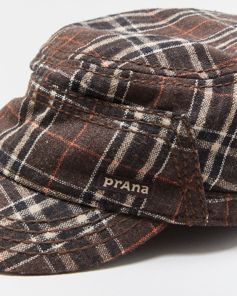 Vintage Y2K 00s Prana Plaid Wool Blend Stretch-Fit Army Cap - M/L