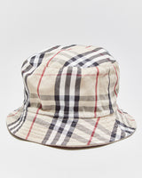 Vintage Y2K 00s Burberry Nova Check Reversible Cotton Canvas Bucket Hat - S/M