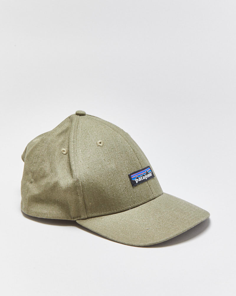 Vintage Patagonia Khaki Hemp Canvas P-6 Logo Curve Brim Snapback - OS