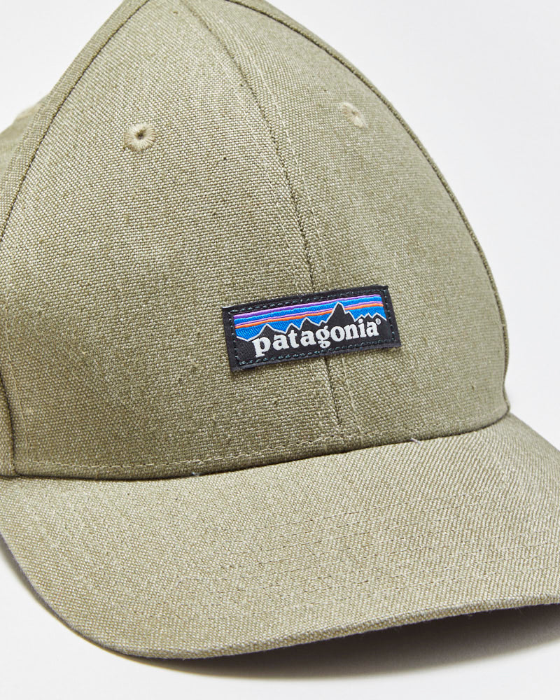Vintage Patagonia Khaki Hemp Canvas P-6 Logo Curve Brim Snapback - OS