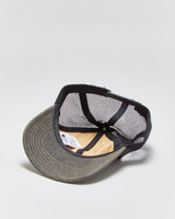 Vintage The North Face Khaki Denim TNF Logo Curve Brim Trucker Hat - OS