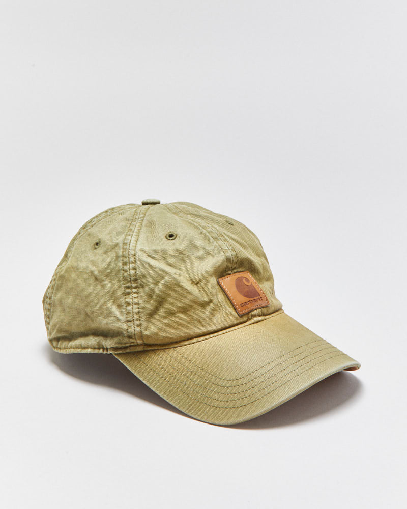 Vintage Carhartt Khaki Odessa Distressed Canvas Velcro Baseball Cap - OS