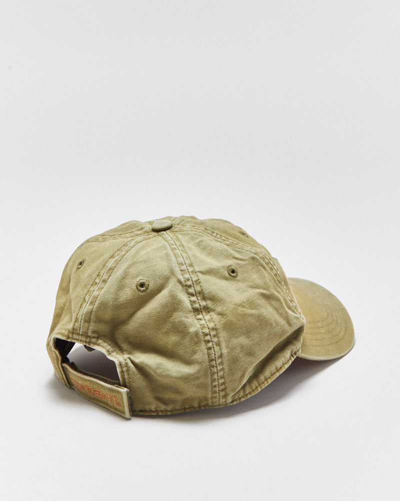 Vintage Carhartt Khaki Odessa Distressed Canvas Velcro Baseball Cap - OS
