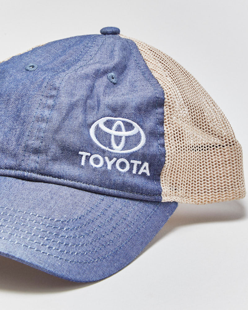 Vintage Y2K 00s Toyota Raw Indigo Denim Curve Brim Trucker Hat - OS