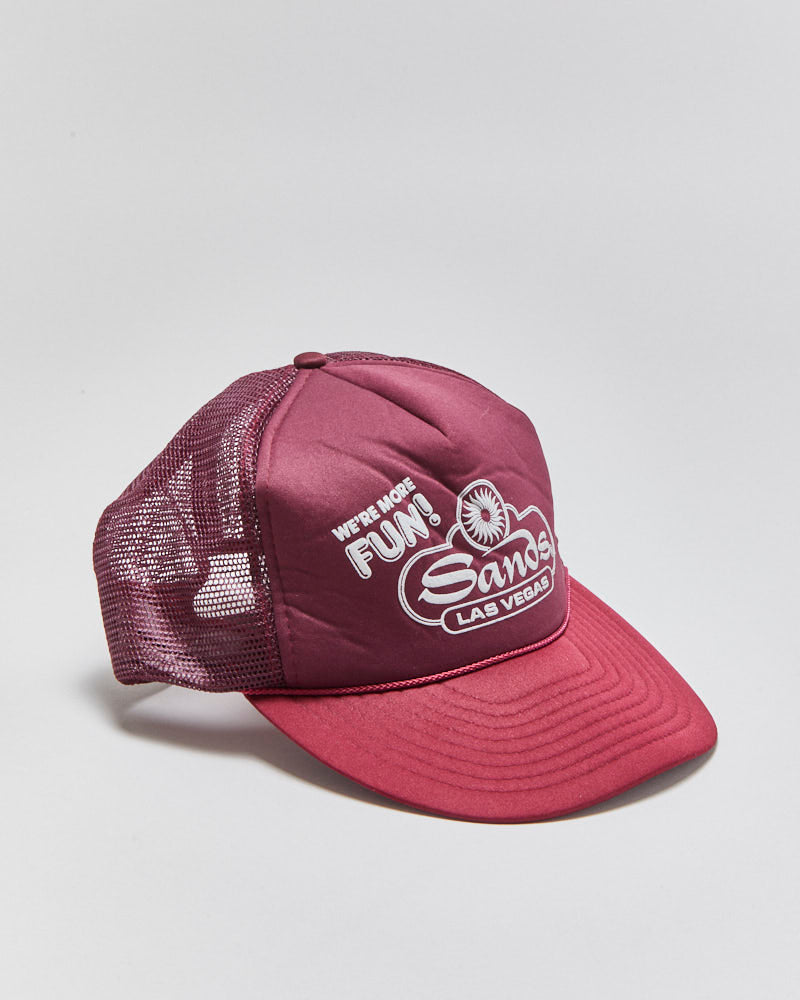 DS Vintage 1980s Sands Las Vegas Casino Rope Peak Curve Brim Trucker Hat - OS