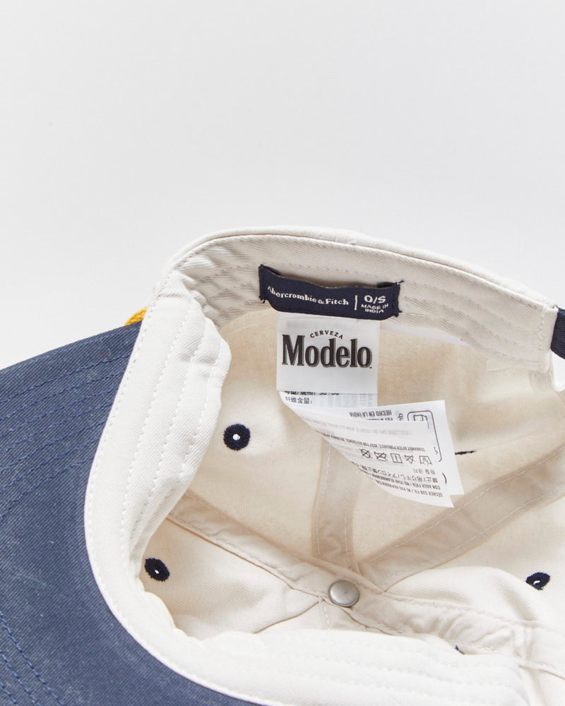 DS Abercrombie &amp; Fitch x Modelo Cerveza Embroidered Rope Peak Flat Bill Baseball Cap - OS