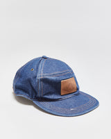 Vintage Timberland Raw Indigo Denim Leather Strap Baseball Panel Cap - OS