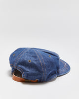Vintage Timberland Raw Indigo Denim Leather Strap Baseball Panel Cap - OS