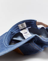 Vintage Timberland Raw Indigo Denim Leather Strap Baseball Panel Cap - OS