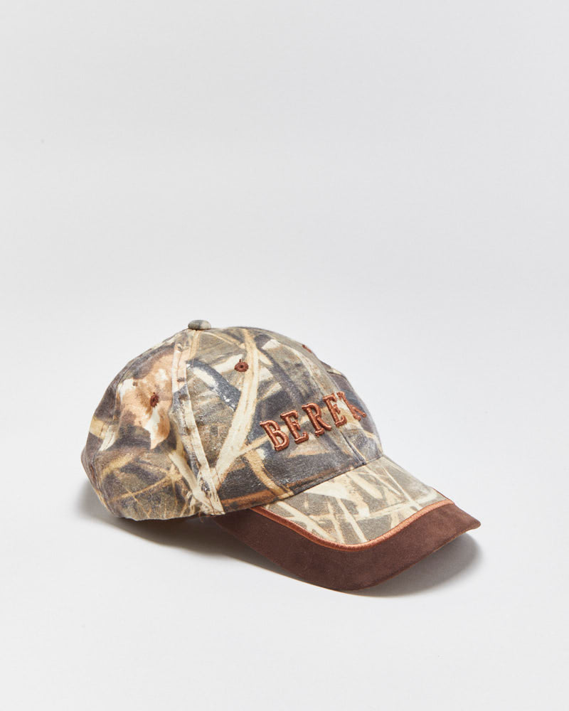 Vintage Beretta Realtree Camo Suede Peak Canvas Baseball Cap - OS