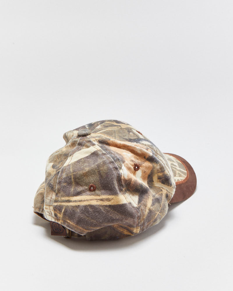 Vintage Beretta Realtree Camo Suede Peak Canvas Baseball Cap - OS