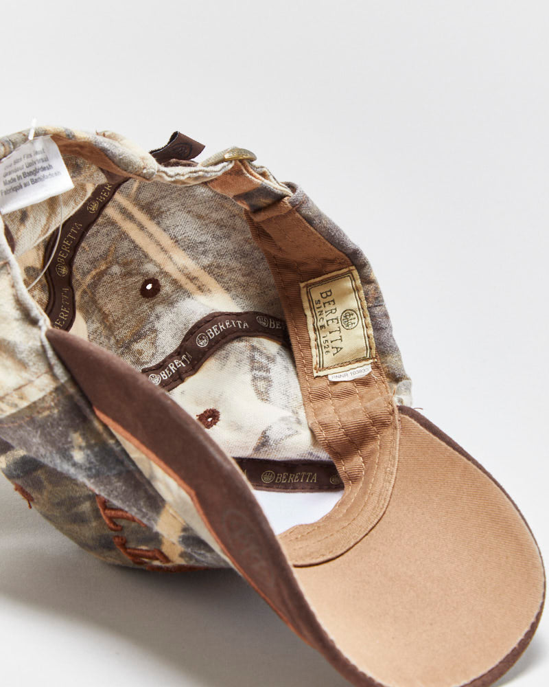Vintage Beretta Realtree Camo Suede Peak Canvas Baseball Cap - OS