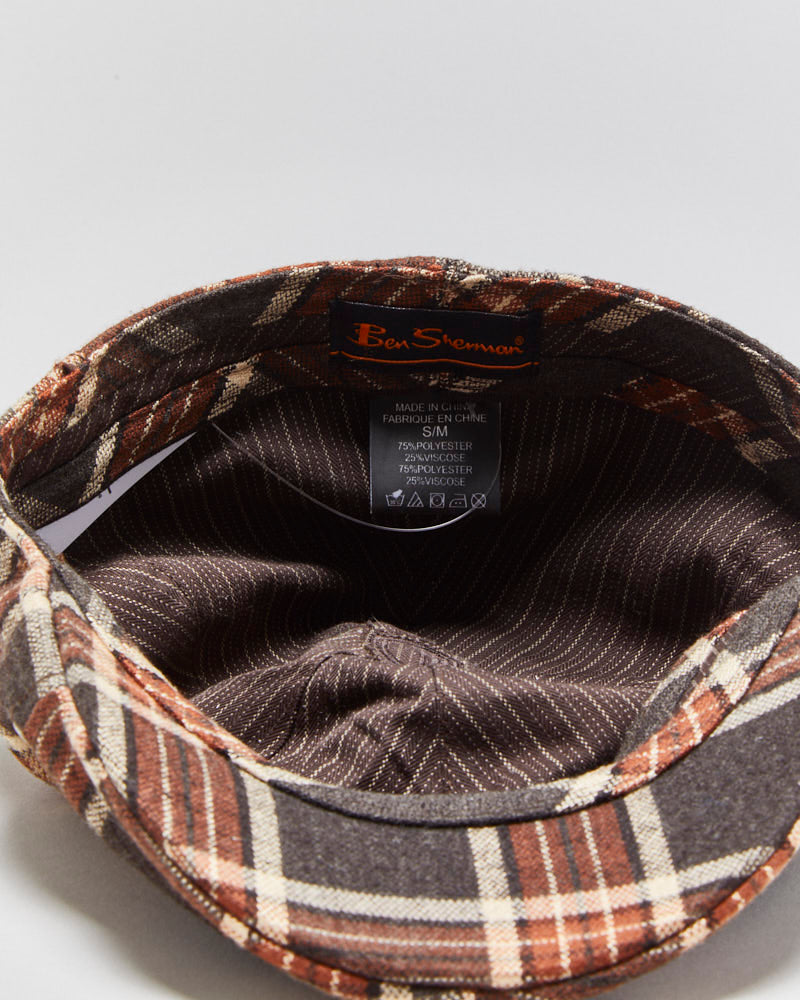 DS Vintage Y2K 00s Ben Sherman Plaid Flannel Flat Cap - S/M