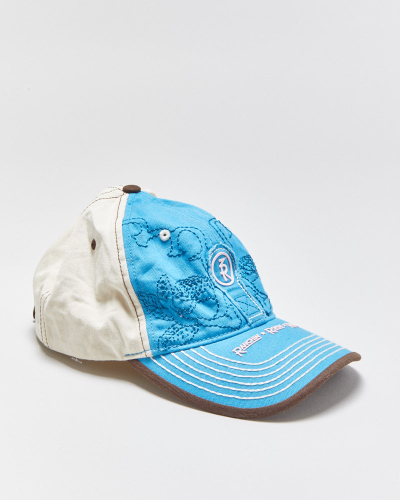 Vintage Y2K 00s Tony Lama Boots Western Contrast Stitch Embroidered Canvas Velcro Baseball Cap - OS